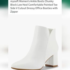 Mysoft Elegant White Ankle Boots